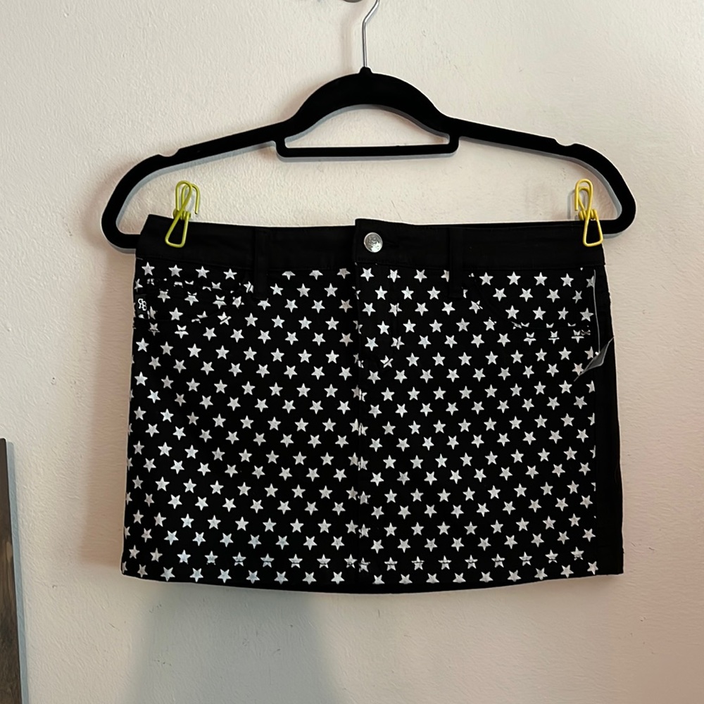 Royal Bones by Tripp Black Denim Mini Skirt with Stars